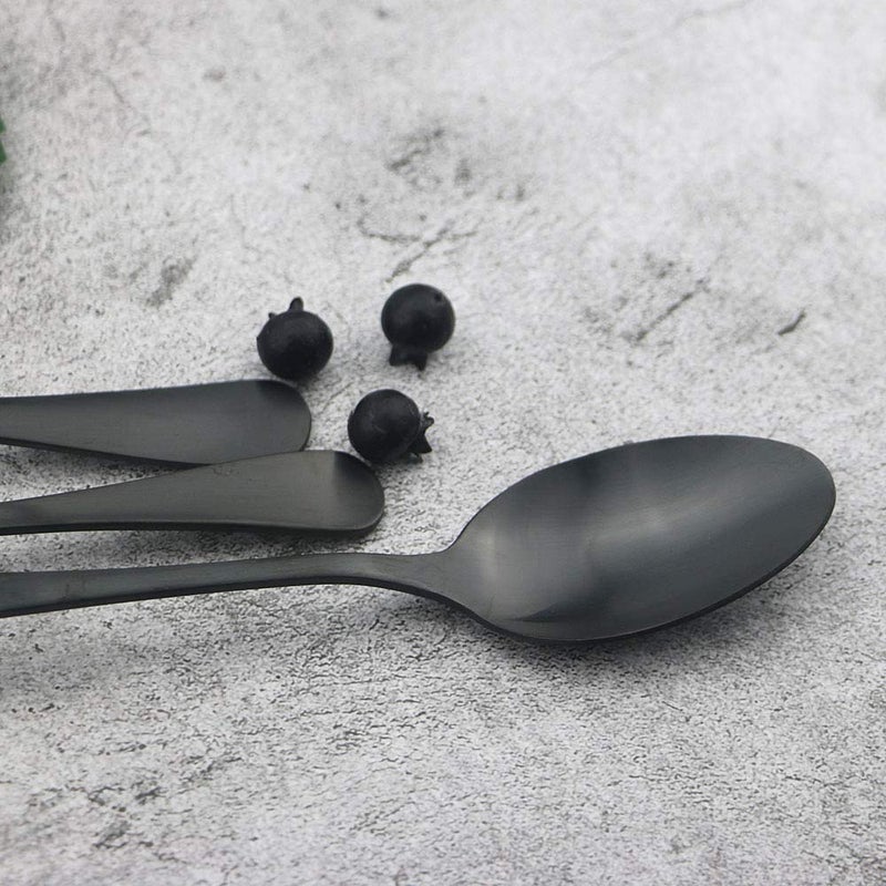 JASHII Matte Black Silverware Set, Satin Finish 24-Piece Stainless Steel Flatware Set,Kitchen Utensil Set Service for 6,Tableware Cutlery Set for Home and Restaurant, Dishwasher Safe (Black full) - Image 4